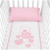 baby idea Babysanity Piumino Lettino Neonato Ricamato Completo Federa e Copripiumino e Lenzuolino con Angoli Sfoderabile Senza Paracolpi Lettino - Made in Italy- (Orsetto Cuore Rosa)