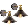 iDEGU 2 Pezzi Lampade da Parete Vintage, 22cm Applique da Parete Retrò Lampadario Plafoniera E27 Illuminazione da Parete Moderna per Camera da Letto, Soggiorno, Camera per Bambini (Nero)