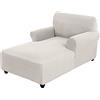 BXFUL Fodera per Chaise Longue in Jacquard, Copridivano Elasticizzato con Doppi Braccioli, Tessuto Morbido Lavabile in Lavatrice per Soggiorno e Camera da Letto (Bianco avorio)