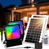Aigostar - 100W Faro LED Esterno RGB con Telecomando, 8000mAh Batteria di Grande Capacità e Pannello Solare. Faretti Solari Esterno per Interni, Giardini, Cortili, Portici, Impermeabile IP66, 2 Unità