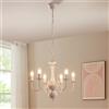 lux.pro Lampadario a Sospensione Vintage Bianco in Metallo Lampada da Soffitto con 6 Bracci Curvi per Lampadine E14 Stile Shabby Chic Rustico Elegante