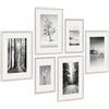 PHOTOLINI Set di 6 cornici per poster argento legno MDF con passe-partout, 21x30 cm e 30x40 cm, plexiglass infrangibile, da parete, accessori inclusi - per foto, immagini e poster