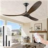 MSHENUED Ventilatore da soffitto da 152cm senza luce, ventilatore da soffitto in legno, ventilatore da soffitto per esterni con telecomando, motore CC reversibile silenzioso a 6 velocità