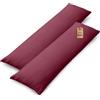 NatureMark Confezione da 2 federe per cuscini in jersey, per dormire lateralmente, cuscino per il collo, conformi all'OEKO-TEX, da 40 x 145 cm, in diversi colori e dimensioni, Rosso Bordeaux