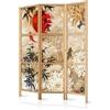 murando - Paravento Decorativo Monofacciale Sole Rosso 135x172 cm 3 Pannelli Divisori - Stampa su un Lato su Tela in TNT - Separe Divisorio per la Casa Legno Stile Giapponese - Natura p-C-0003-bh-b