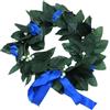 SUNLUX Corona Laurea Alloro Finto con Rose Blu - Ø 30 cm - Ghirlanda Decorativa per Festa di Laurea, Elegante e Realistica