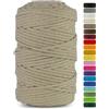 Netuno 1 corda cotone per macramè beige chiaro 5 mm 200 m corda in cotone per lavori fai da te filo decorativo colorato cordoncino cavo naturale uncinetto ferri da maglia decorazioni