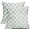 Sivirary, Set di 2 federe per cuscini con motivo floreale blu chiaro, 20 x 20 cm, motivo vintage a blocchi floreali stampati, decorazione rustica per divano, poltrona, letto, esterno, per la primavera