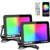 RIGIDON 2x 200W RGB faretto led esterno con APP telecomando, 20000LM proiettori faretti, dimmerabile musicale e timer modalità di Strobo DIY, IP66 impermeabile fari led per giardino palco partito