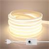 HEGEHE Striscia LED COB 220V, IP65 Impermeabile Flessibile, 288 LED/m 20m Luce Bianca 6000K Dimmerabile Striscia LED FCOB CRI90+, Illuminazione Camera da Letto Cucina Soggiorno