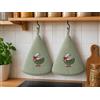 Corredocasa Set 2 Strofinacci Cucina Spugna 70cm, 100% Made in Italy - Canovacci da Cucina di Alta qualità e Massima Asciugatura con Comodo Appendino - Set di Stracci Rotondi (Verde Oca)