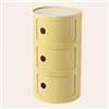 WEIDPHL Comodino Rotondo, Comodino con 3 Cassetti, Tavolino, Mobiletto Portaoggetti con Anta Scorrevole per Soggiorno, Camera da Letto, Bagno,Giallo