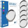 HYBEC - Faretti LED da Incasso per Cartongesso Argento, Faretto LED Incasso, Argento 6500ºK, 20W (Pack 5)