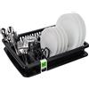 KADAX Scolapiatti da Appoggio con Portaposate e Vaschetta Raccogligocce in Plastica, Scolapiatti da Cucina per Piatti e Bicchieri (Antracite, 46.5 x 37 cm)