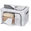 DOMO PAK LIVING Scatola Guardaroba con Doppia Apertura, Tessuto Resistente con Cuciture Rinforzate, Struttura Metallica, 50 x 38 x 30 cm, Motivo Floreale Grigio