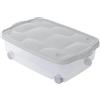 PALUPLUS Contenitore Multiuso Basso con Ruote e Coperchio BIANCO, misura 60x40x18,5 cm e Capacità 24 Lt, Porta biancheria Trasparente, Organizer box salvaspazio per Scarpe, Vestiti - 633F-1,65
