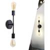 Chao Zan Applique da Parete Interno con 2 Luci E27 Lampada a Muro in Metallo Lampada da Parete Retro Nero Faretti a Muro Bagno Specchio Moderne Soffitto Doppia Testa Retro per Soggiorno Corridoio (Nero)