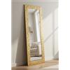 MO.WA. Specchio da parete lungo moderno, Made in Italy, Specchiera 50x145 oro, cornice legno dorata, per ingresso, camera da letto, sala decorazione casa