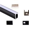 AFTERTECH 1x 2metri 0812N 8x12mm Profilo Alluminio NERO Minimal Micro **Per Strisce Strip LED da 5mm** Barra Rigida INTERA 2MT 2m 200cm + Copertura OPACA (1x 2metri 0812N fog)