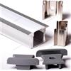 Aftertech® 2m 2metri 2515 25x15mm PROFILO ALLUMINIO DA INCASSO PER STRISCE STRIP LED BARRA RIGIDA 2MT + COVER BIANCA