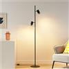 KOSILUM - Lampada da terra di design nero a doppio faretto orientabile - Elya - Luce bianca calda illuminazione soggiorno camera da letto cucina corridoio - 2 x max 15 W - GU10 - IP20