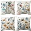 ZJILIXIA 4 Pezzi Federe Cuscini Divano 40x40cm,Federe per Cuscini Fiori Primaverili,Federa per Cuscino in Lino,Federa per Cuscino Farfalle E Uccelli Da Giardino Fiorito,Per Divano Decorazione Della Casa (F)
