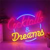 Zayeksole Cocktails & Dreams Insegne al Neon A LED per Decorazioni Murali, Alimentate Tramite USB, Oscuramento A Tre Livelli, Insegne Luminose al Neon per Cocktail E Sogni per Bar E Club,50x38cm