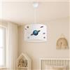 lux.pro Lampada a Sospensione per Cameretta Lampadario per Bambini Lampada da Soffitto con Paralume Cilindrico Ø28 Bianco Design Pianeti
