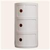 WEIDPHL Comodino Rotondo, Comodino con 3 Cassetti, Tavolino, Mobiletto Portaoggetti con Anta Scorrevole per Soggiorno, Camera da Letto, Bagno,Beige