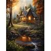 RKFLGEW 14CT Kit Punto Croce Kit Da Ricamo Cottage Foresta Da Favola Paesaggio Fantastico Kit Di Schemi Punto Croce Fai-Da-Te Set Da Ricamo Artigianale Per Decorazioni Per La Casa 40x50cm