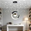 FDOIUTU 10W LED Illuminazione a sospensione Soffitto Regolabile 3 temperatur Colori 3000K/4500K/6000K, Metallo Acrilico luci sospese per Camera da letto Lampada da comodino Lampadario (Nero/6000k)