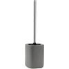 Baroni Home Scopino WC con Porta Scopino in Ceramica Style Modern, Accessori Bagno WC, Scovolino Water in Ceramica Resistente, 10,5x10,5x41 cm, Grigio Antracite