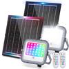 Aigostar Faretto LED Esterno RGBW Solare 50W Faretti Colorati, Colori RGB 15+6500K, 3 modalità, Dimmerabile, Telecomando, IP66 impermeabile, Da utilizzare per giardino, feste, patio. 2 PCS
