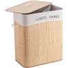 BM Cesto Portabiancheria Rettangolare in Bambù con Coperchio e Sacco Interno Rimovibile - Cesto per Biancheria Sporca 32x52x63 cm (Rettangolare 100L)