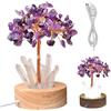 Syglawnd Albero di Chakra, Lampada di ricchezza Albero di naturale Luce notturna Feng Shui Bonsai Spina USB Luce notturna per soggiorno Viola