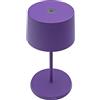 Zafferano, Lampada Olivia Mini, Lampada da Tavolo Portatile e Ricaricabile con Controllo Touch, Adatta per Salotto ed Esterni, Dimmer, 2700-3000 K, Altezza 22 cm, Colore Lilla
