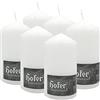 Hofer Candele Grandi Bianche a Colonna - 8 x 15 cm - Set di 6 Candele Decorative Cilindriche - Colore Bianco - Lunga Durata di 60 Ore - Cera Antigoccia - Non Profumate - Qualità RAL