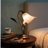 ILAB Lumetto comodino a 1 luce sinistro in ferro battuto e vetro realizzato e decorato artigianalmente coll. calla vetro