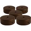 AMARCORDS - 5 Rosoni Lampadario in metallo, coprifili per lampada completo di accessori fermacavo viti e staffa da soffitto. Diametro 77mm altezza 26mm colore CORTEN