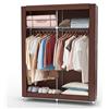 INTIRILIFE Armadio Guardaroba Pieghevole 108x45x170 cm in Marrone Castoro - Cabina Tessuto con Cerniera Zip, Anta Richiudibile e Appendiabiti - Custodia de Campeggio Camera da Letto
