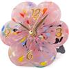 MurArt Orologio da Tavolo in Vetro di Murano realizzato a mano con una Forma di Fiore e misure 15x15 cm Made in Italy (1, Rosa)