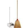 VIRSUS Set Scopa Saggina a 4 Fili + Paletta in Metallo Zincato, Scopa con Manico in Legno da 89 cm e 4 Cuciture, Paletta Antiruggine Manico 86 cm, per la Pulizia degli Esterni, Giardino, Viale -F