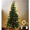 THUCHENYUC Luci A Cascata Scintillanti for Albero di Natale, Luci A Cascata for Albero di Natale con Anello, 8 modalità, 100-600 Luci A LED Natalizie A Forma di Lucciola(Warm,3m 20 Strips 600 Lights)