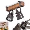 hofstein Plafoniera Pehefito, plafoniera in metallo/legno dal design vintage in nero/marrone, luce retrò con travi in legno e faretti regolabili, 2 luci, 2 x attacco GU10, senza lampadina/e