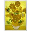 ConKrea QUADRO SU TELA CANVAS INTELAIATO - CON CORNICE - Another vase of sunflowers - Vaso di Girasoli per Van Gogh - 50x70cm - Stile Moderno Bianco - (cod.2699)