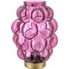 Baroni Home Lampada in Vetro da Tavolo a Batteria, Lampada da Comodino e da Soggiorno, Lampada da Scrivania Design Moderno, 15x15x20 cm, Bubble Viola