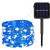 r2digital Tubo Natalizio 22mt Led ad Energia Solare, Luci Luminose di Natale da Esterno, Corda IP65 8 Modalità per Giardini, Decorazioni Natalizie, Pannello con batteria ricaricabile (Blu, 24)