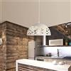 damastoreitalia Lampadario da soffitto a sospensione con attacco E27 (lampadina non inclusa) moderno con paralume traforato (Bianco) (A37)
