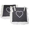 Russo Tessuti Coppia 2 Cuscini Sedie Cucina Coprisedia Laccetti Volant Cuore Stampa Bonheur-Nero