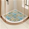 SHIJHUI Tappetino da doccia angolare, per doccia interna, antiscivolo, anti muffa, a settore in luffa, tappetino da bagno con quadrante curvo, per bagno, aree umide con scarico (blu, 60 x 60 cm)